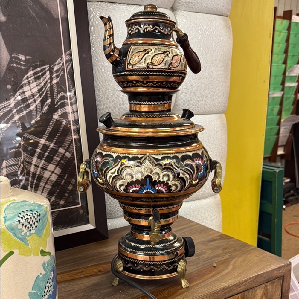 Intricate Black and Gold Samovar